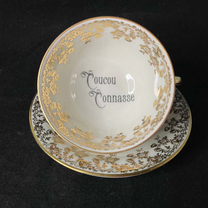 Tasse vulgaire, coucou connasse, tasse à café vintage recyclée unique, tasse insulte
