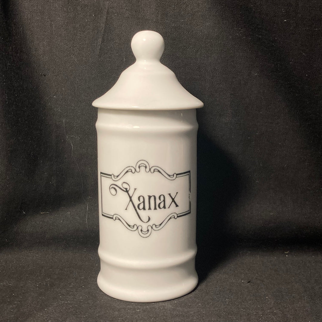 Xanax vintage apothecary pharmacy jar, funny upcycled Limoges porcelaine gift
