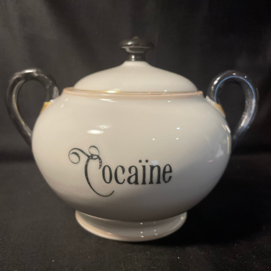 « Cocaïne » : sucrier vintage unique, drôle et recyclé, style apothicaire, idéal comme cadeau