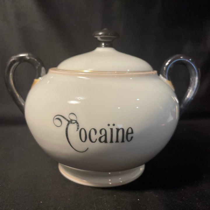 « Cocaïne » : sucrier vintage unique, drôle et recyclé, style apothicaire, idéal comme cadeau