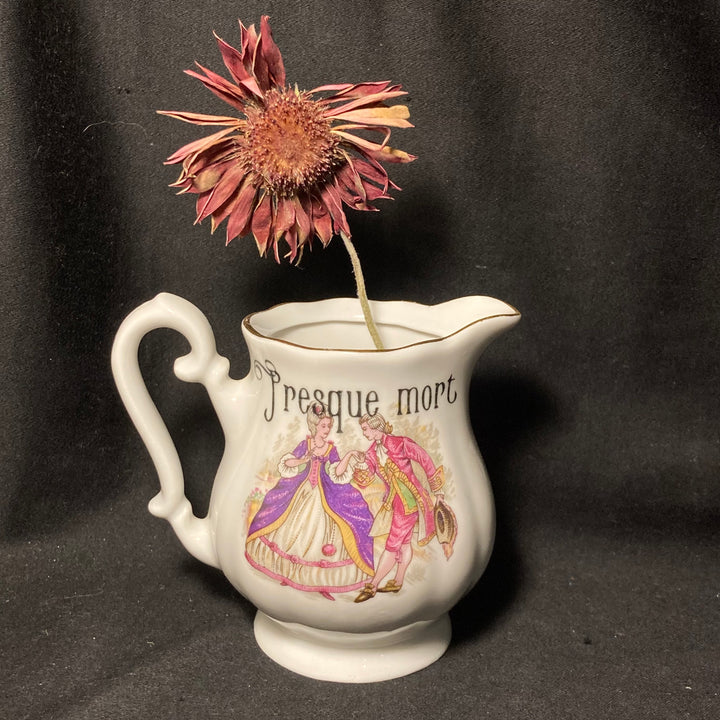 Funny French Bud Vase, Presque mort, Rude Tableware,Vintage porcelain gift
