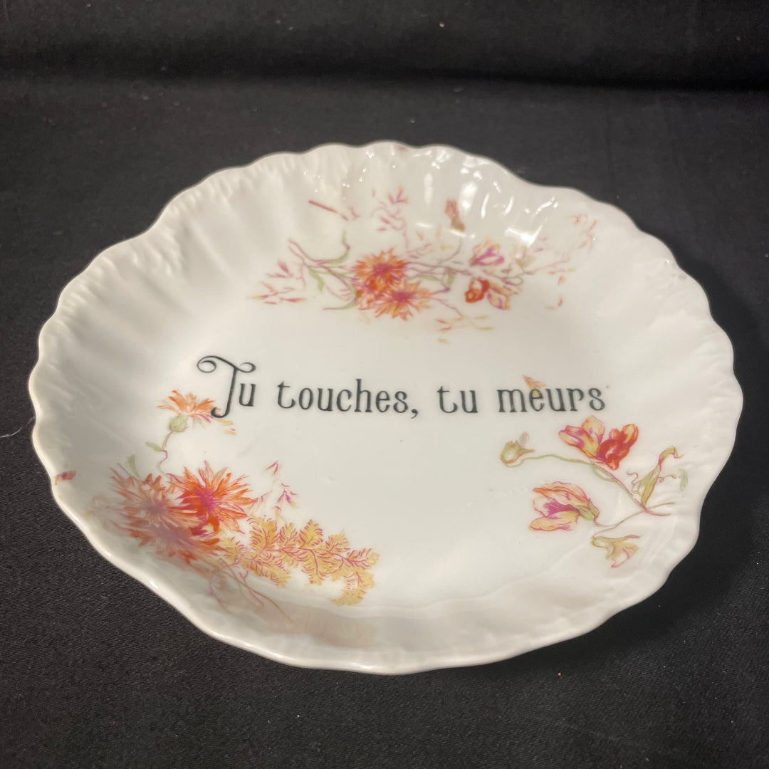 "Tu touches, tu meurs" Plateau à bibelots brillants, plateau à bijoux amusant recyclé, plateau à bijoux vintage unique
