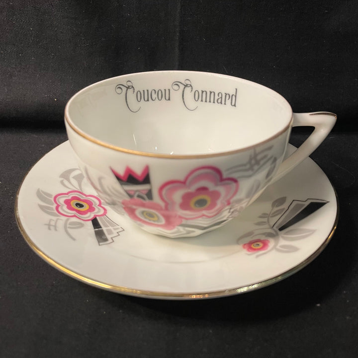 Coucou Connard, tasse à expresso, cadeau en porcelaine française vintage recyclée