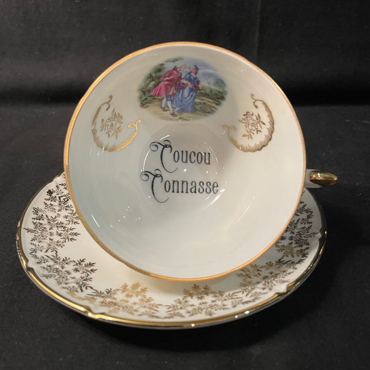 Tasse vulgaire, "Coucou Connasse", tasse à café vintage recyclée unique, tasse insulte